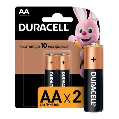 Батарейки Duracell AA/LR06 (Дюрасел Пальчиковые) 2 штуки в упаковке-1