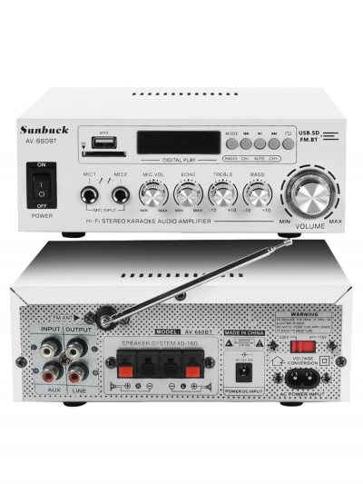 Интегральный Bluetooth усилитель Sunbuck AV-660BT, белый-4