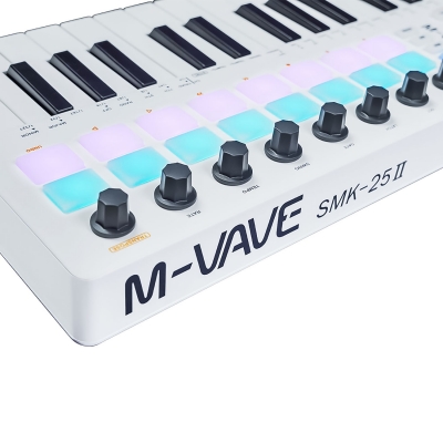 Беспроводная MIDI-клавиатура M-VAVE SMK-25 II белая-7